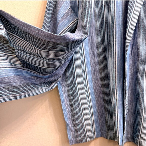 Banjara Womens Blue Striped Linen Rayon Open Front Blazer Cardigan Size Large - Picture 9 of 12